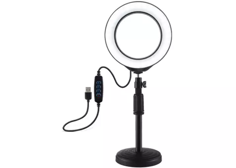 Фото: Puluz Кільцева USB LED лампа PU392 6.2"+ настільне кріплення 18-28 см
