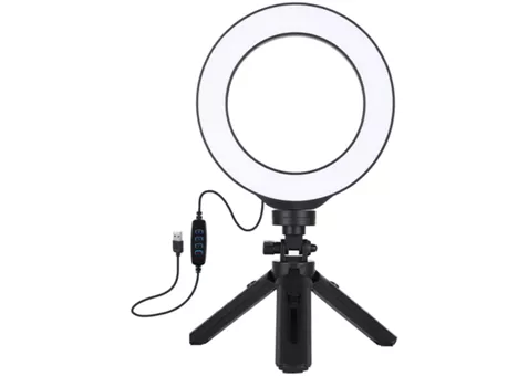Фото: Power Plant Кільцева USB LED лампа PKT3059B 6.2"+ настільний штатив